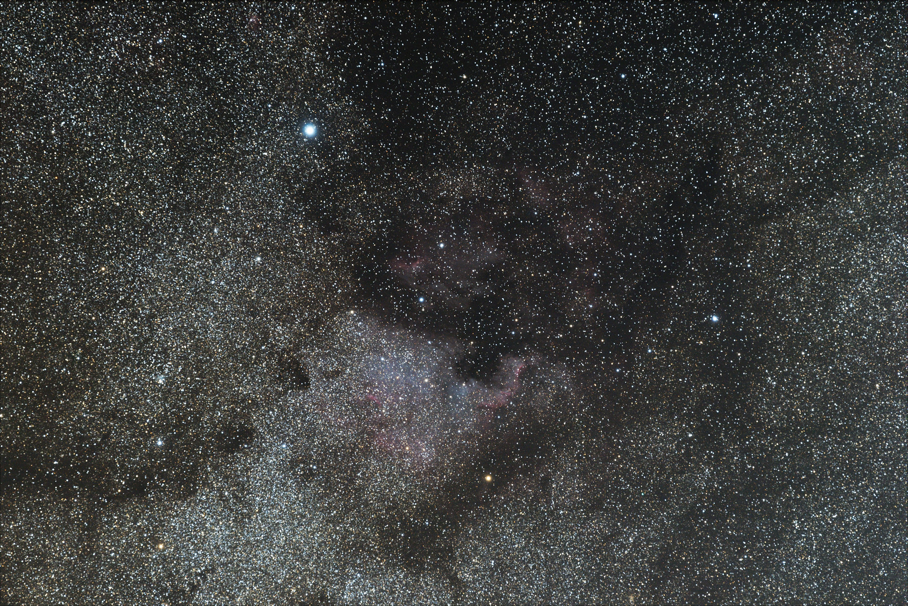 NGC7000 Ameryka Północna i Deneb w gwiazdozbiorze Łabędzia